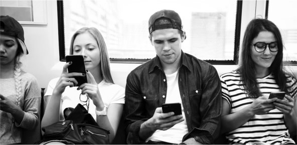 junge menschen, smartphones, digitalisierung